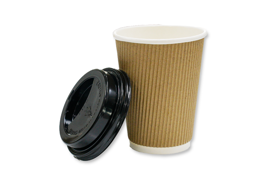 Corrugated catering cup with PS lid